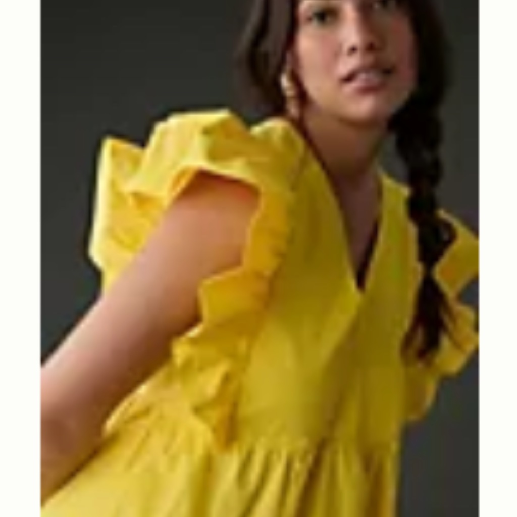 Maeve Printed Flutter-Sleeve Babydoll Dress
